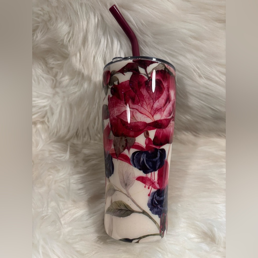 Handcrafted Floral Stainless Steel Tumbler 30 oz